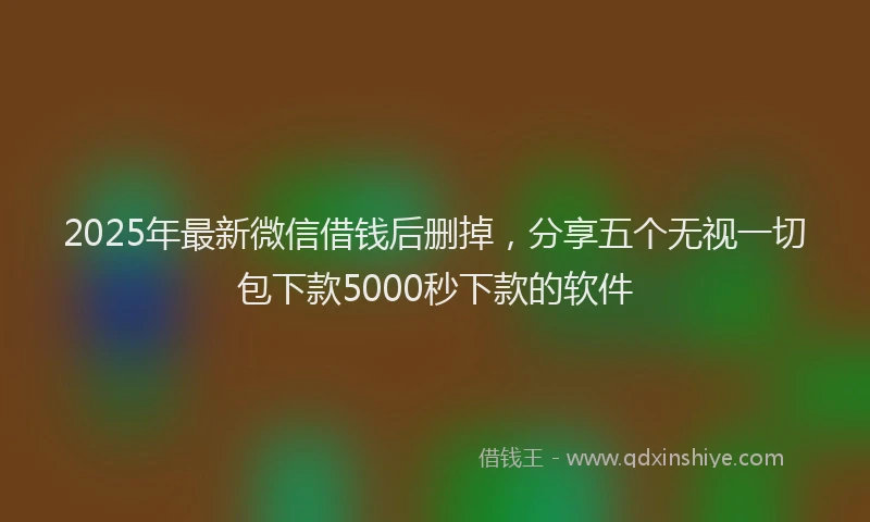 2025年最新微信借钱后删掉，分享五个无视一切包下款5000秒下款的软件