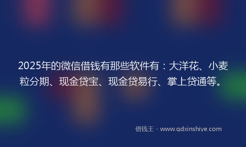 2025年的微信借钱有那些软件有：大洋花、小麦粒分期、现金贷宝、现金贷易行、掌上贷通等。