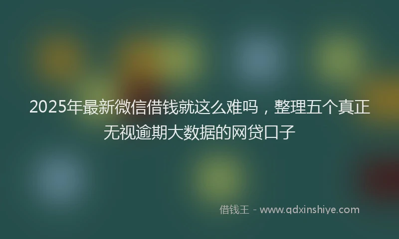2025年最新微信借钱就这么难吗，整理五个真正无视逾期大数据的网贷口子