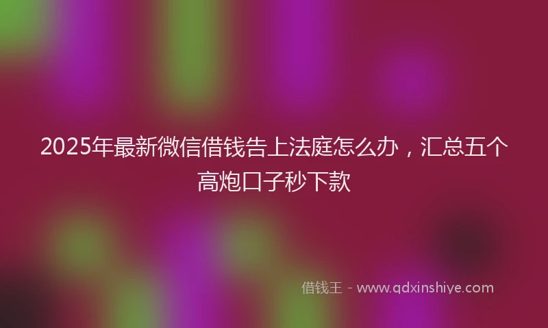 2025年最新微信借钱告上法庭怎么办，汇总五个高炮口子秒下款