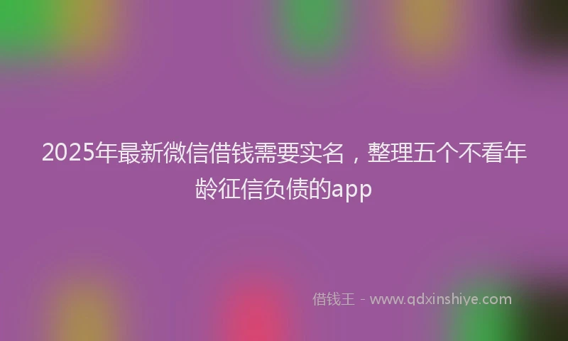 2025年最新微信借钱需要实名，整理五个不看年龄征信负债的app