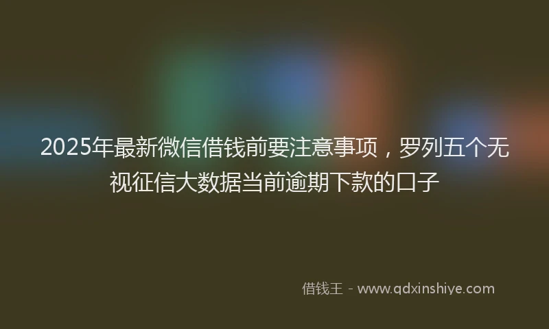 2025年最新微信借钱前要注意事项，罗列五个无视征信大数据当前逾期下款的口子