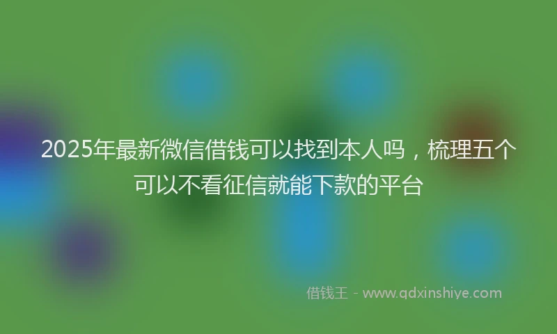 2025年最新微信借钱可以找到本人吗，梳理五个可以不看征信就能下款的平台