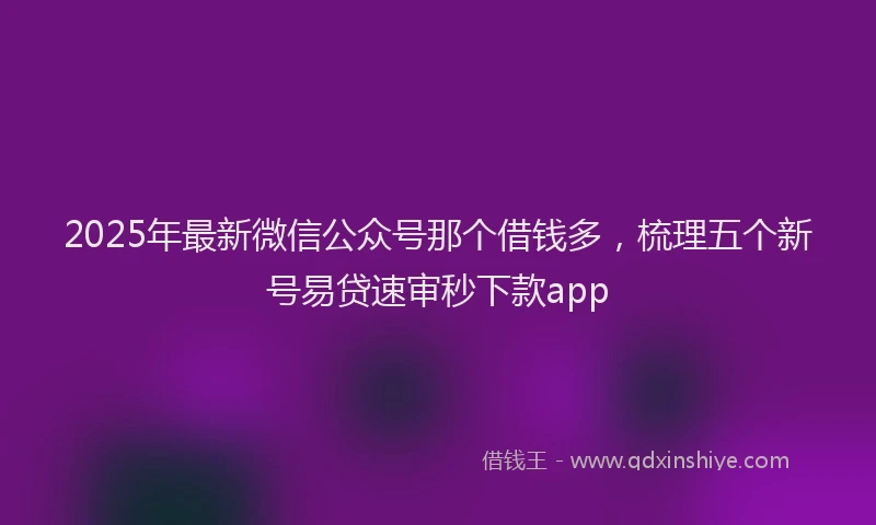 2025年最新微信公众号那个借钱多，梳理五个新号易贷速审秒下款app