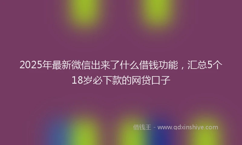 2025年最新微信出来了什么借钱功能，汇总5个18岁必下款的网贷口子