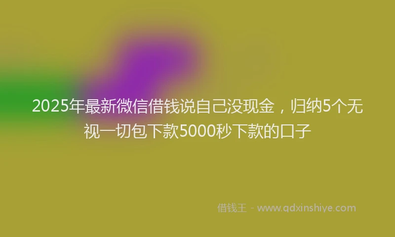 2025年最新微信借钱说自己没现金，归纳5个无视一切包下款5000秒下款的口子