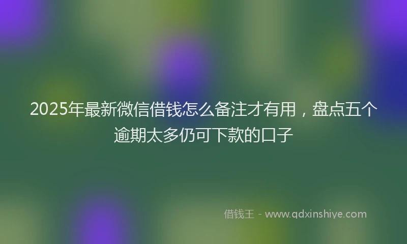 2025年最新微信借钱怎么备注才有用，盘点五个逾期太多仍可下款的口子