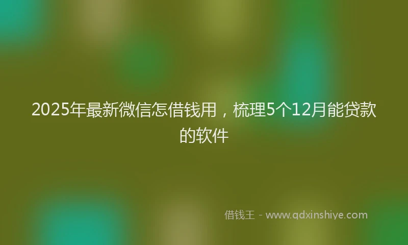 2025年最新微信怎借钱用，梳理5个12月能贷款的软件