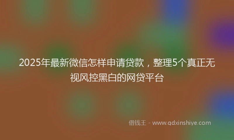 2025年最新微信怎样申请贷款，整理5个真正无视风控黑白的网贷平台