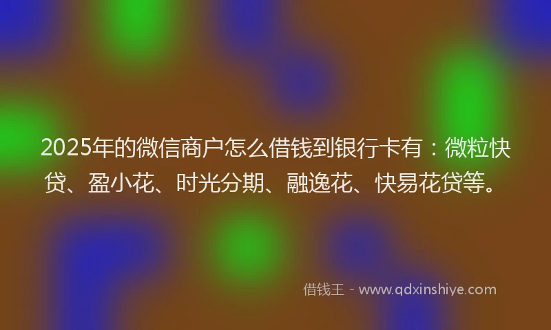 2025年的微信商户怎么借钱到银行卡有：微粒快贷、盈小花、时光分期、融逸花、快易花贷等。