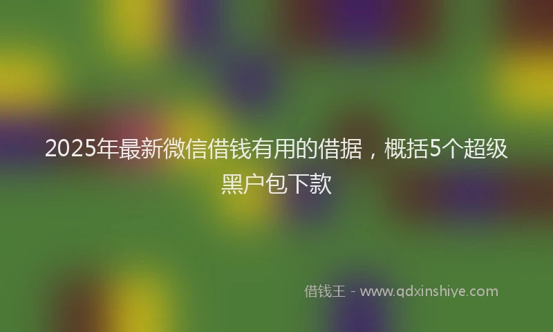 2025年最新微信借钱有用的借据，概括5个超级黑户包下款