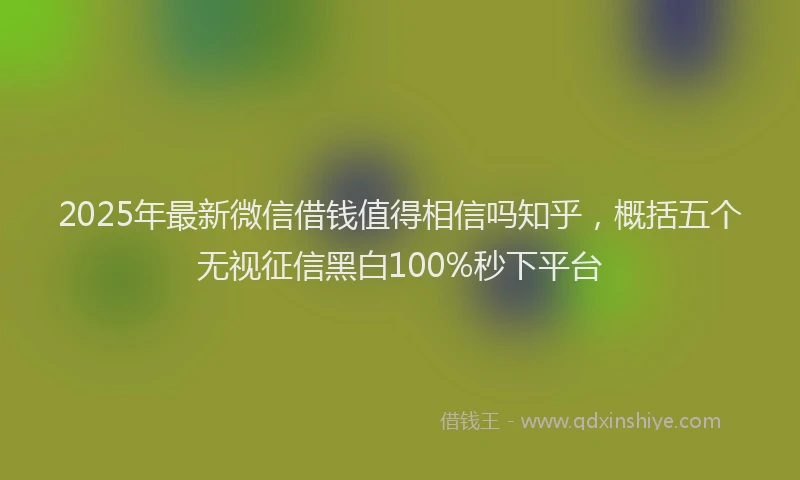 2025年最新微信借钱值得相信吗知乎，概括五个无视征信黑白100%秒下平台