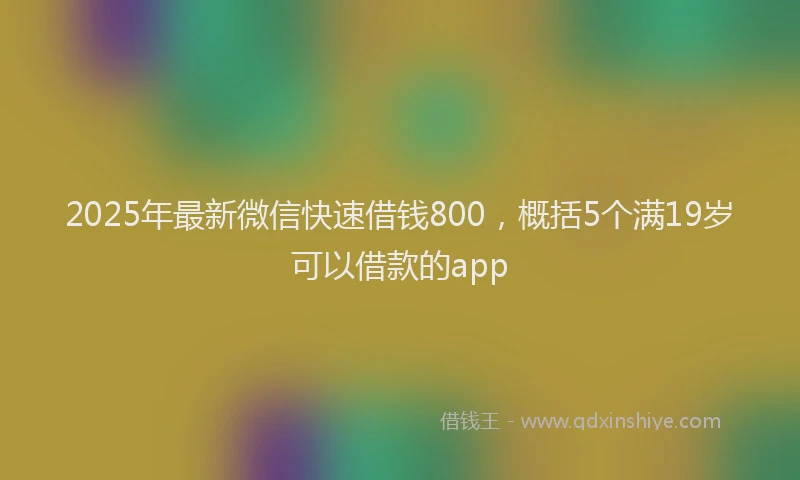 2025年最新微信快速借钱800，概括5个满19岁可以借款的app