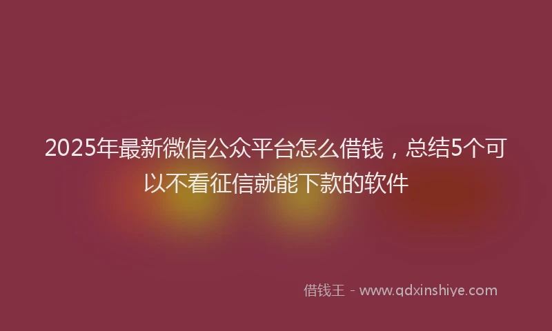 2025年最新微信公众平台怎么借钱，总结5个可以不看征信就能下款的软件
