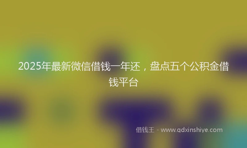 2025年最新微信借钱一年还，盘点五个公积金借钱平台