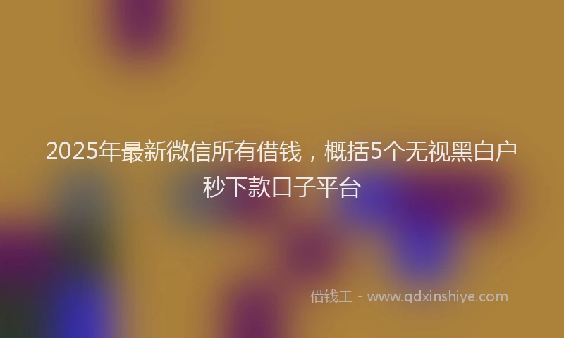 2025年最新微信所有借钱，概括5个无视黑白户秒下款口子平台