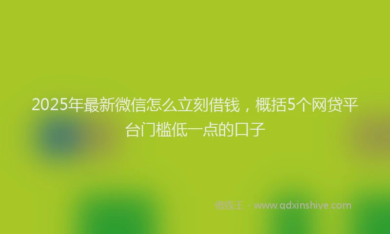 2025年最新微信怎么立刻借钱，概括5个网贷平台门槛低一点的口子