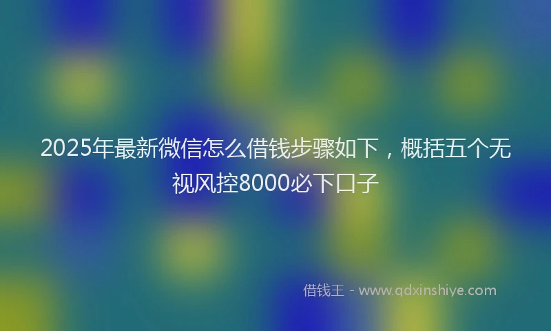 2025年最新微信怎么借钱步骤如下，概括五个无视风控8000必下口子