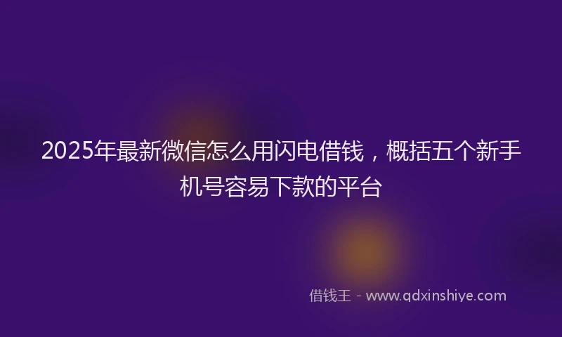 2025年最新微信怎么用闪电借钱，概括五个新手机号容易下款的平台