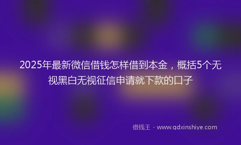2025年最新微信借钱怎样借到本金，概括5个无视黑白无视征信申请就下款的口子