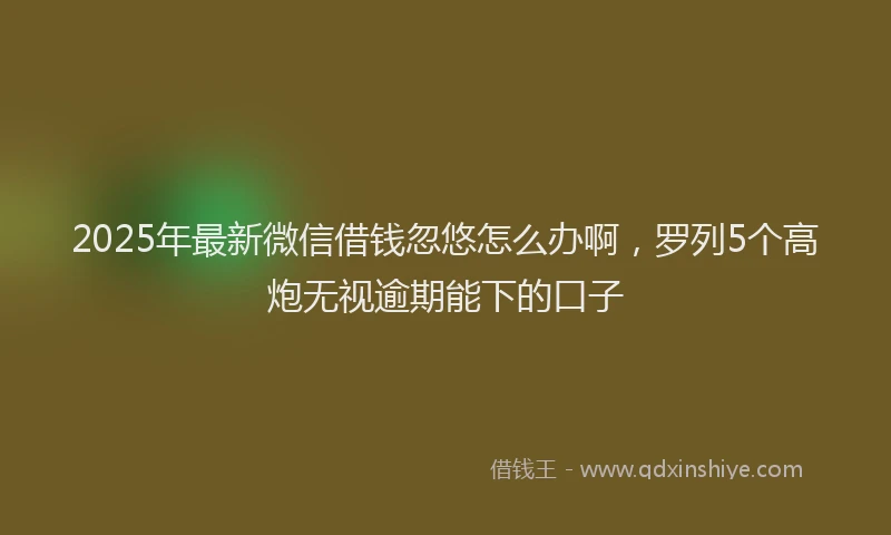 2025年最新微信借钱忽悠怎么办啊，罗列5个高炮无视逾期能下的口子