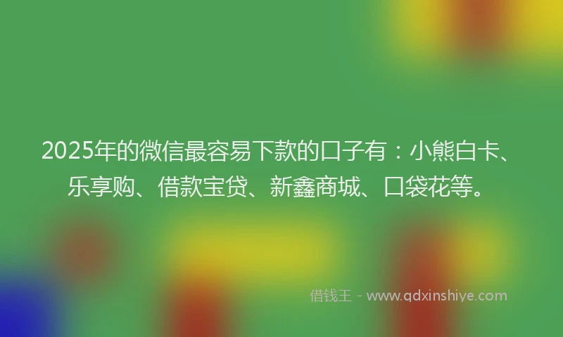 2025年的微信最容易下款的口子有：小熊白卡、乐享购、借款宝贷、新鑫商城、口袋花等。