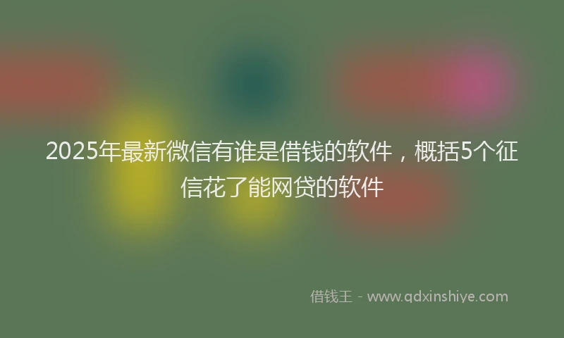 2025年最新微信有谁是借钱的软件，概括5个征信花了能网贷的软件
