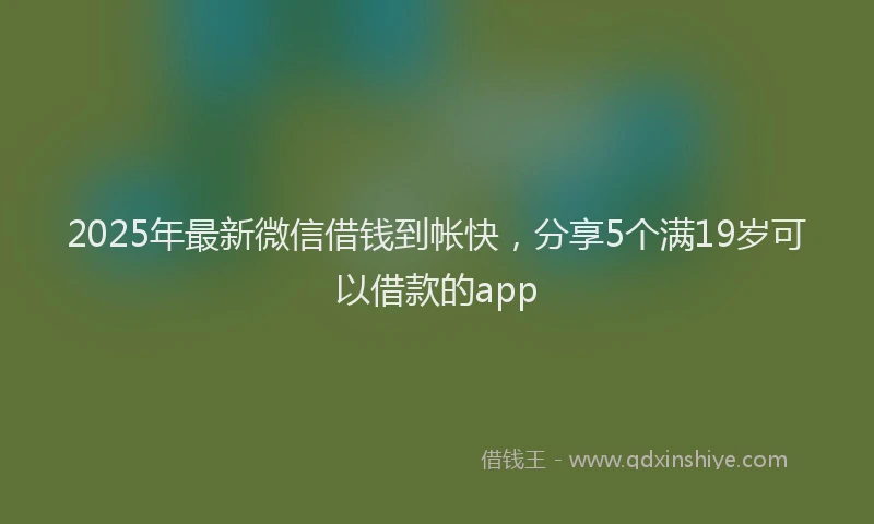 2025年最新微信借钱到帐快，分享5个满19岁可以借款的app