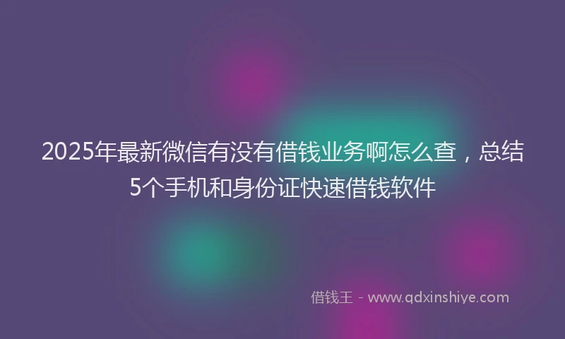 2025年最新微信有没有借钱业务啊怎么查，总结5个手机和身份证快速借钱软件