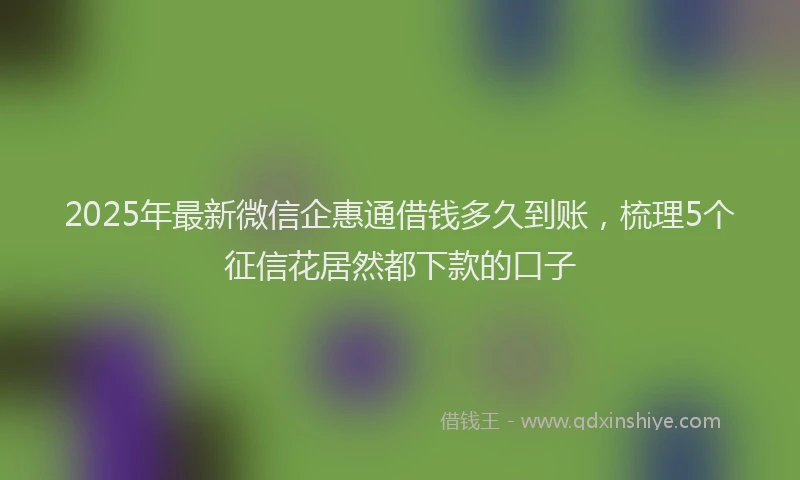 2025年最新微信企惠通借钱多久到账，梳理5个征信花居然都下款的口子
