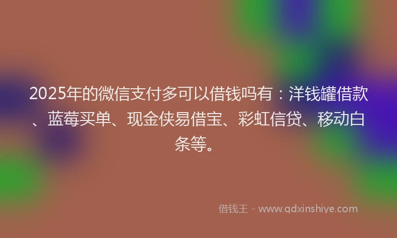 2025年的微信支付多可以借钱吗有：洋钱罐借款、蓝莓买单、现金侠易借宝、彩虹信贷、移动白条等。
