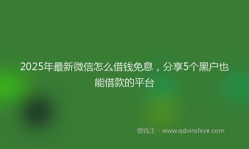 2025年最新微信怎么借钱免息，分享5个黑户也能借款的平台
