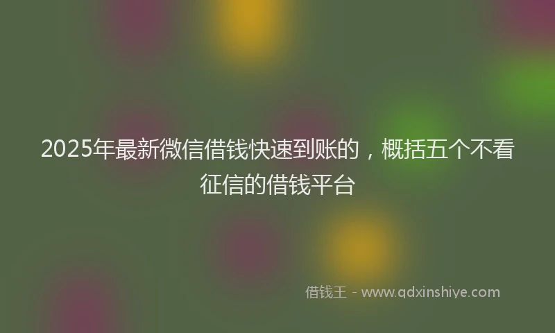 2025年最新微信借钱快速到账的，概括五个不看征信的借钱平台