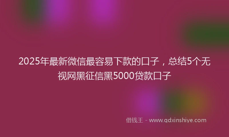 2025年最新微信最容易下款的口子，总结5个无视网黑征信黑5000贷款口子