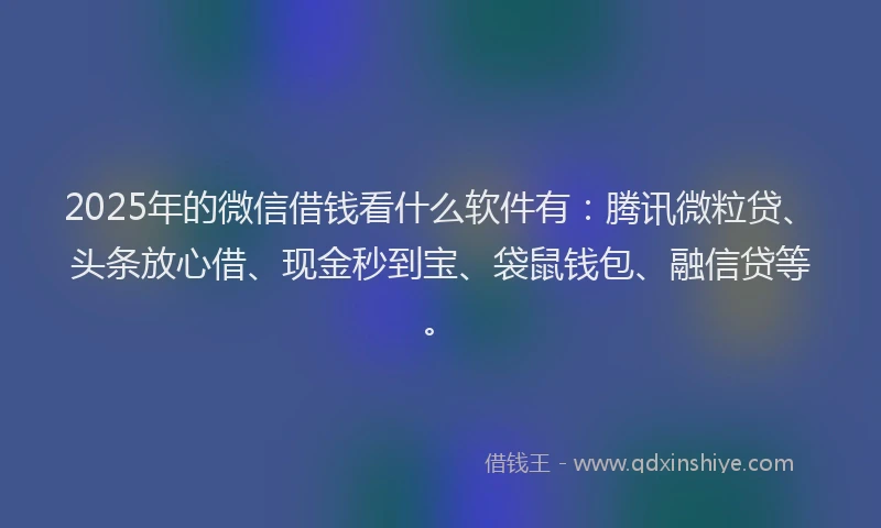 2025年的微信借钱看什么软件有：腾讯微粒贷、头条放心借、现金秒到宝、袋鼠钱包、融信贷等。