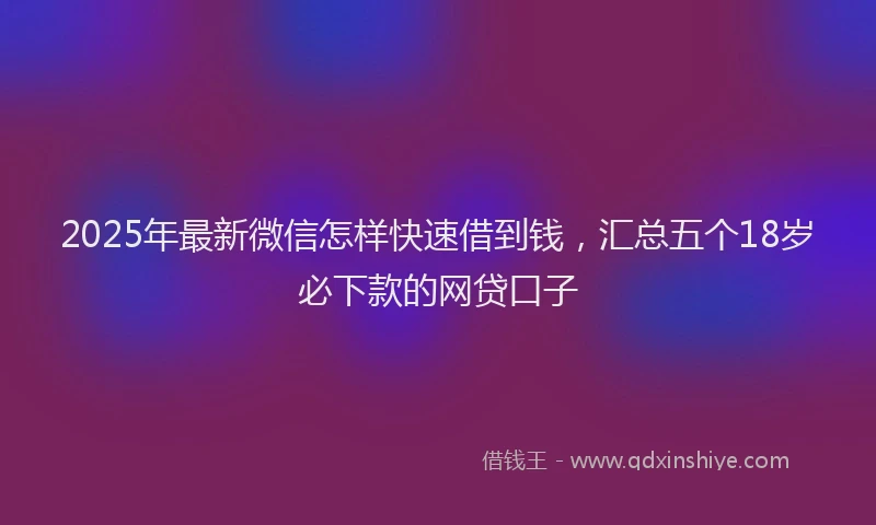 2025年最新微信怎样快速借到钱，汇总五个18岁必下款的网贷口子