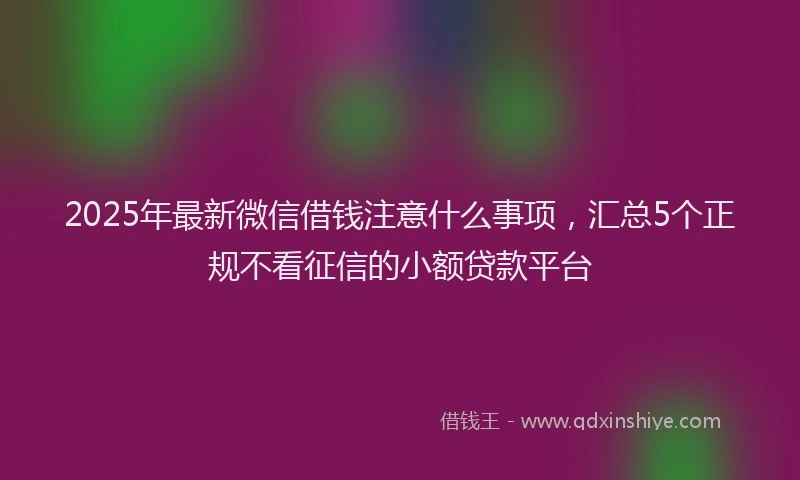 2025年最新微信借钱注意什么事项，汇总5个正规不看征信的小额贷款平台