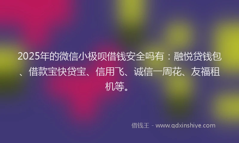 2025年的微信小极呗借钱安全吗有：融悦贷钱包、借款宝快贷宝、信用飞、诚信一周花、友福租机等。