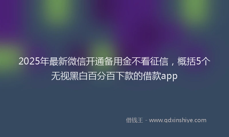 2025年最新微信开通备用金不看征信，概括5个无视黑白百分百下款的借款app