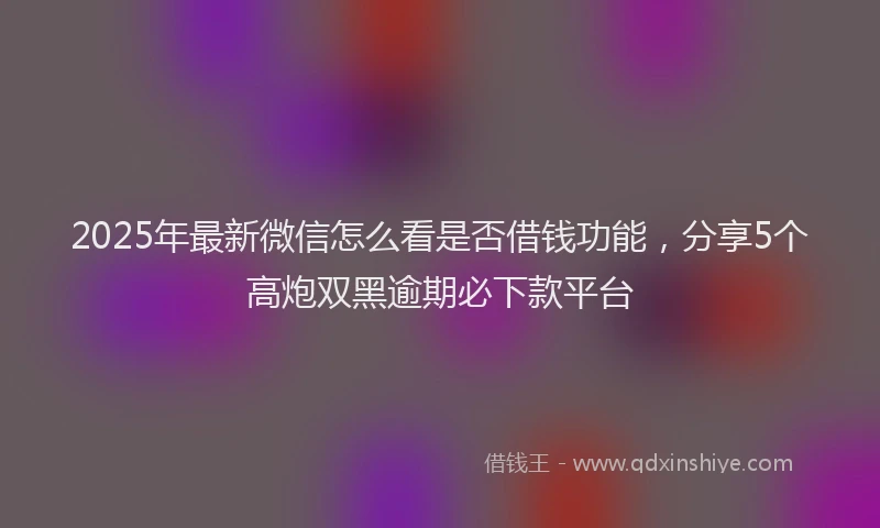 2025年最新微信怎么看是否借钱功能，分享5个高炮双黑逾期必下款平台