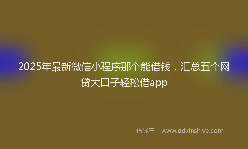 2025年最新微信小程序那个能借钱，汇总五个网贷大口子轻松借app