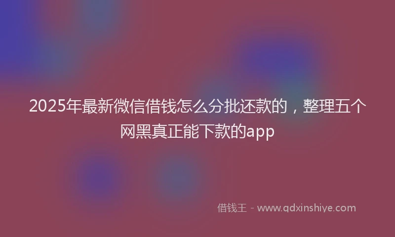 2025年最新微信借钱怎么分批还款的，整理五个网黑真正能下款的app