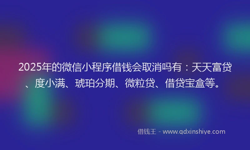 2025年的微信小程序借钱会取消吗有：天天富贷、度小满、琥珀分期、微粒贷、借贷宝盒等。