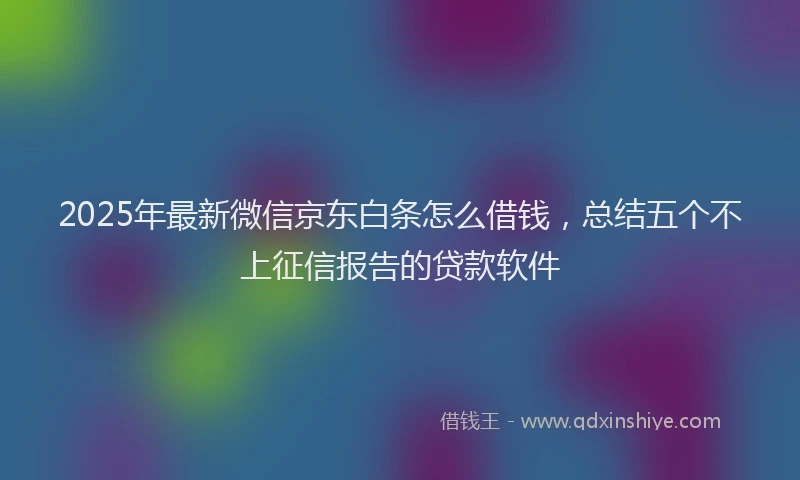 2025年最新微信京东白条怎么借钱，总结五个不上征信报告的贷款软件