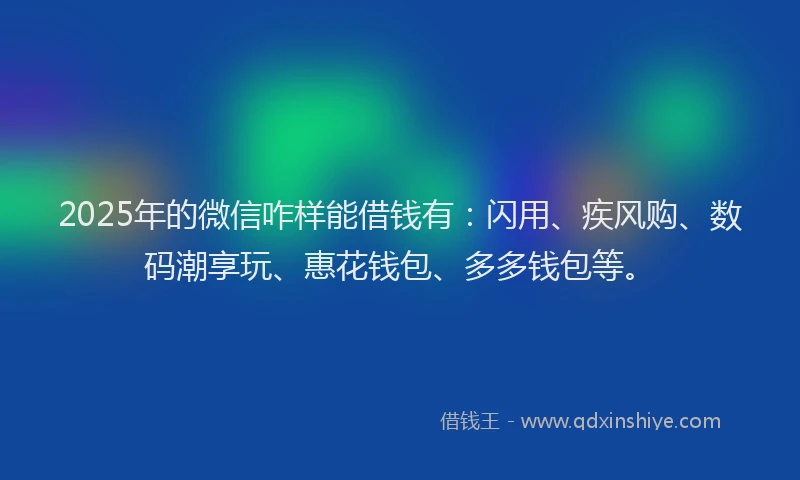 2025年的微信咋样能借钱有：闪用、疾风购、数码潮享玩、惠花钱包、多多钱包等。
