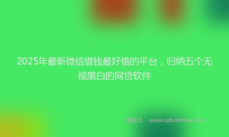 2025年最新微信借钱最好借的平台，归纳五个无视黑白的网贷软件