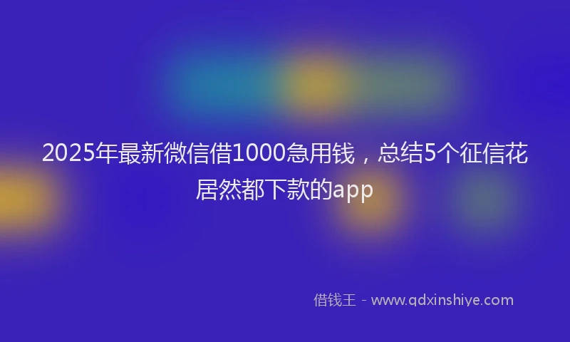 2025年最新微信借1000急用钱，总结5个征信花居然都下款的app