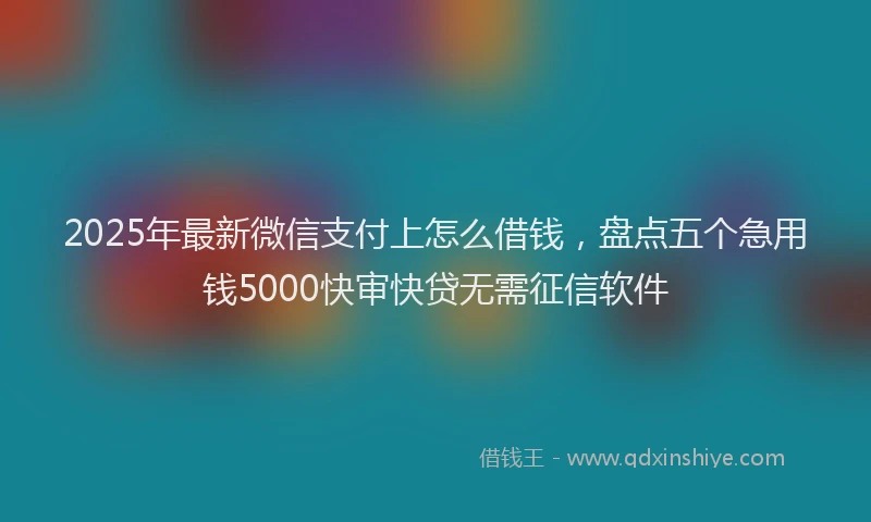 2025年最新微信支付上怎么借钱，盘点五个急用钱5000快审快贷无需征信软件
