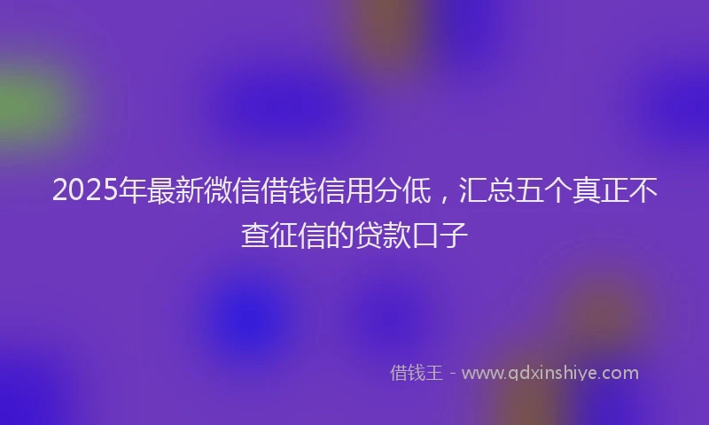 2025年最新微信借钱信用分低，汇总五个真正不查征信的贷款口子