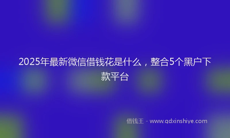 2025年最新微信借钱花是什么，整合5个黑户下款平台